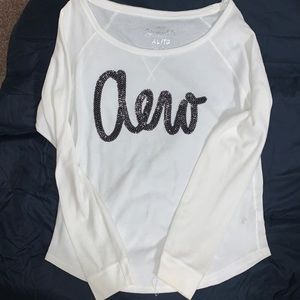 AERO sequin logo long sleeve top